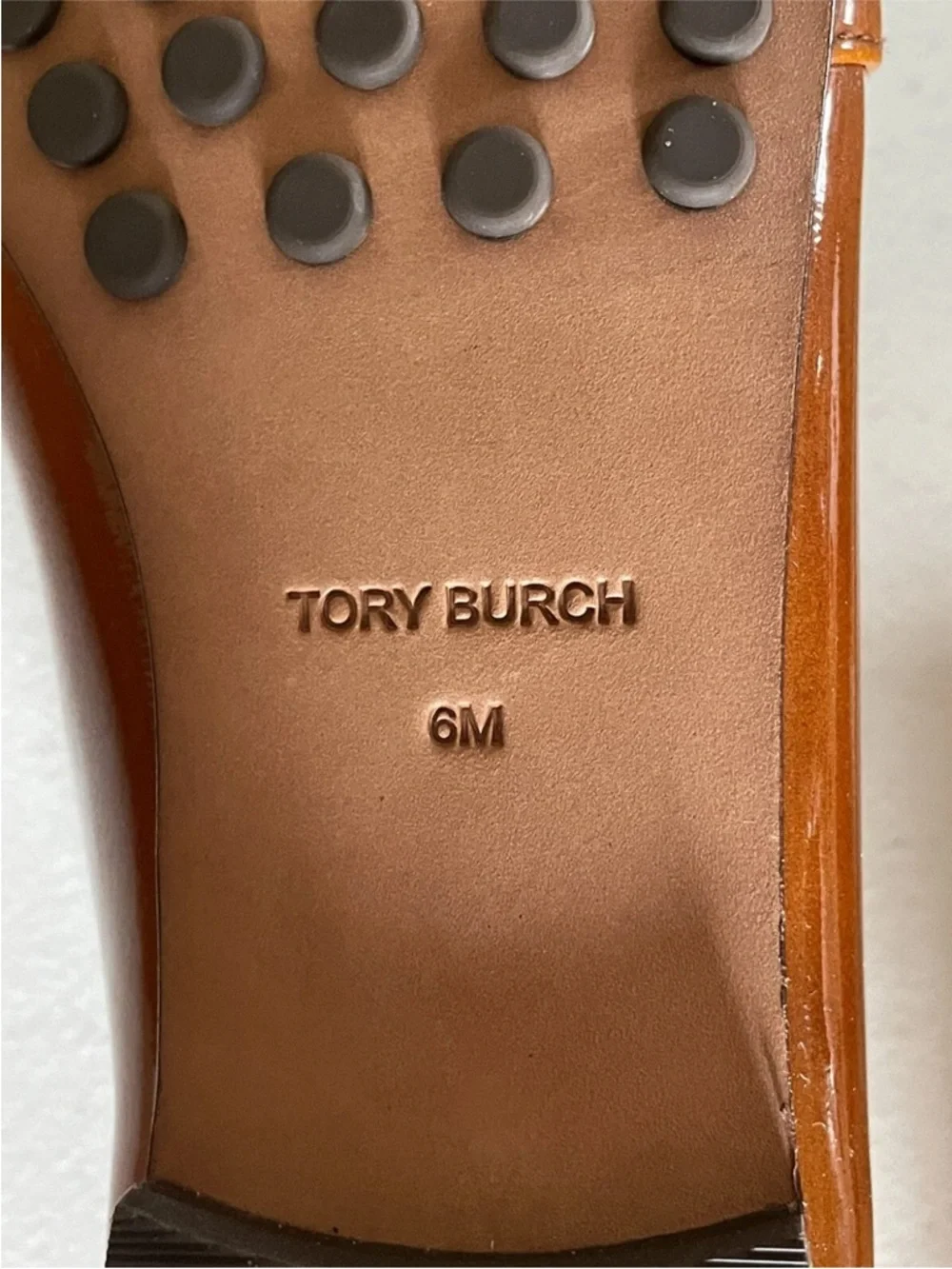 Tory Burch Georgia Cognac Patent Leather Loafers with Gold Buckle NWT